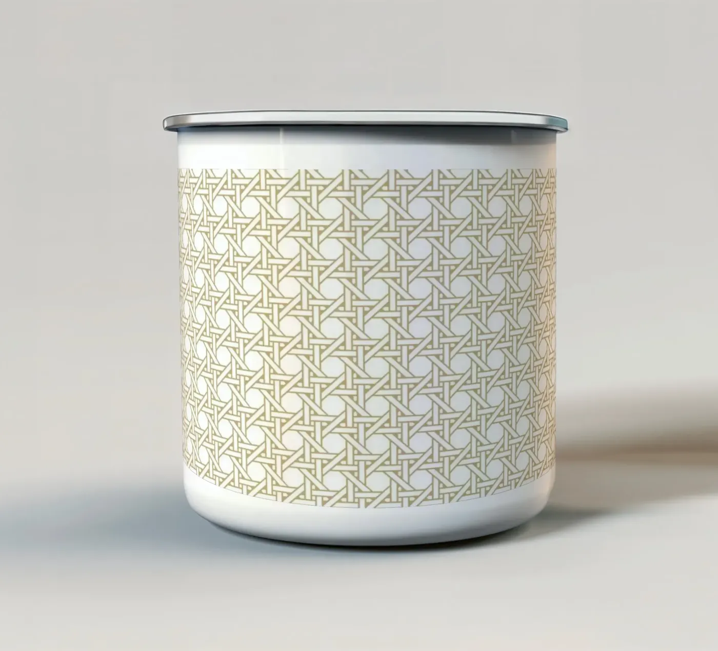 Rattan pattern enamel mug by Apolo Prints
