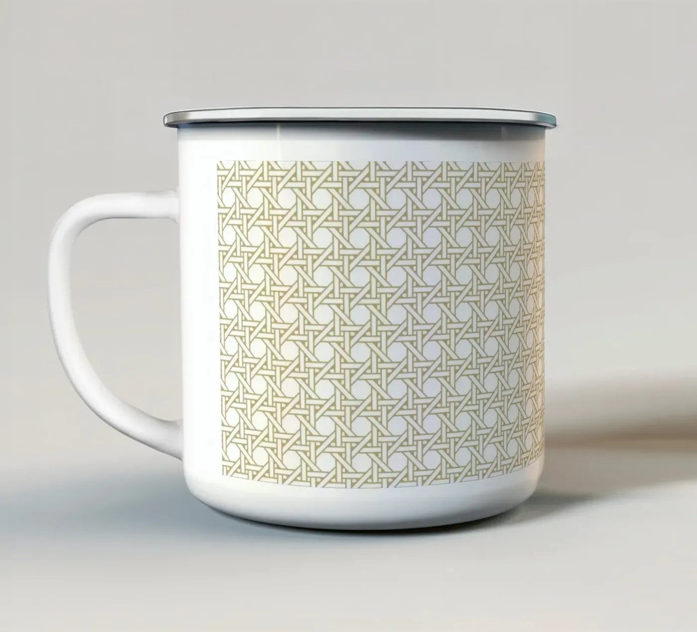 Rattan pattern enamel mug by Apolo Prints