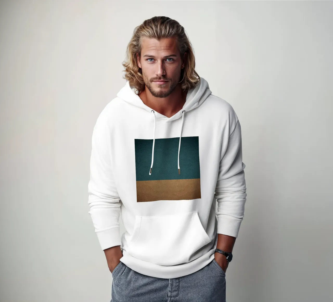 Leather texture teal ocher felpa con cappuccio da apoloprints