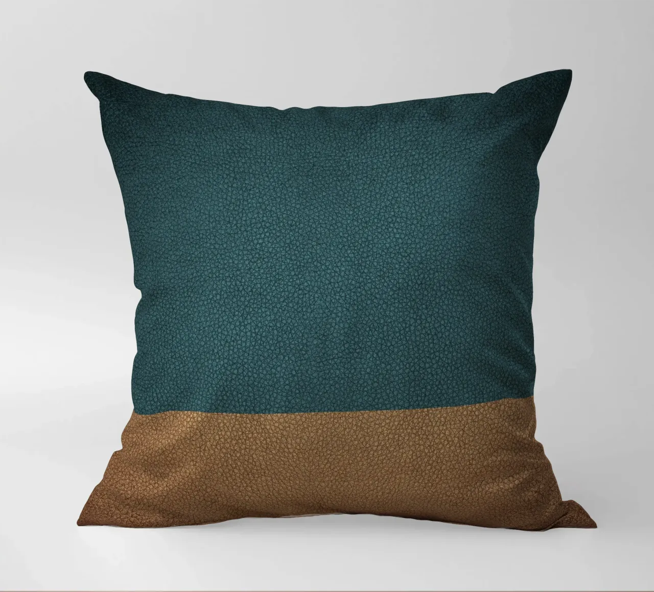 Leather texture teal ocher cuscino da apoloprints