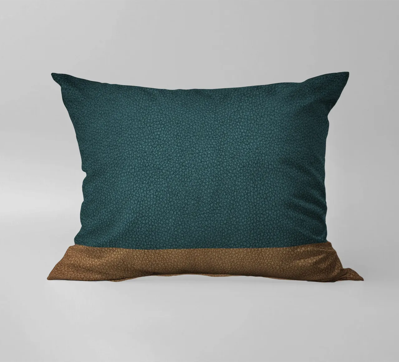 Leather texture teal ocher cuscino da apoloprints