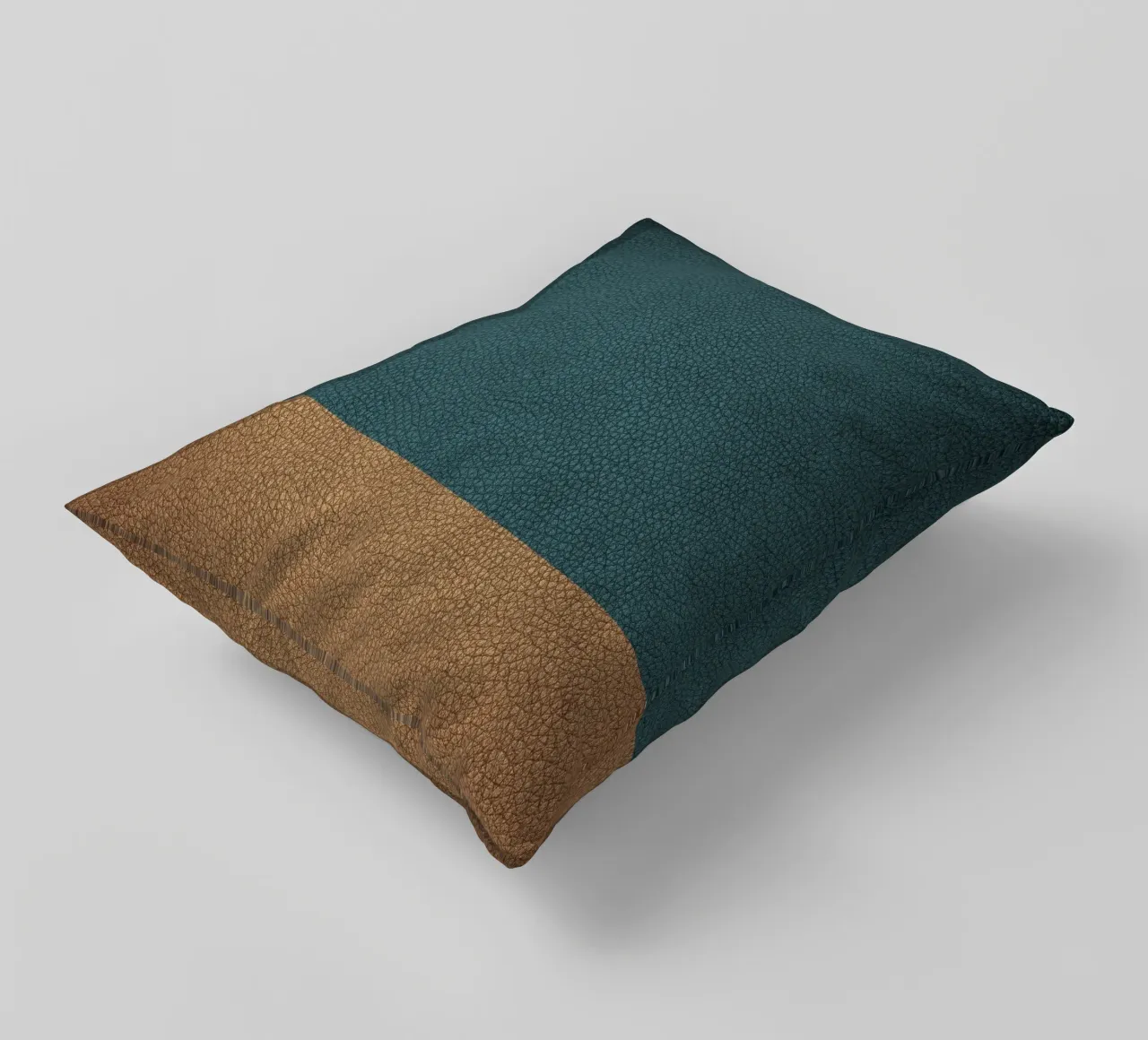 Leather texture teal ocher cuscino da apoloprints