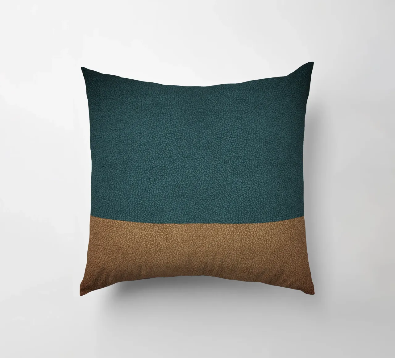 Leather texture teal ocher cuscino da apoloprints