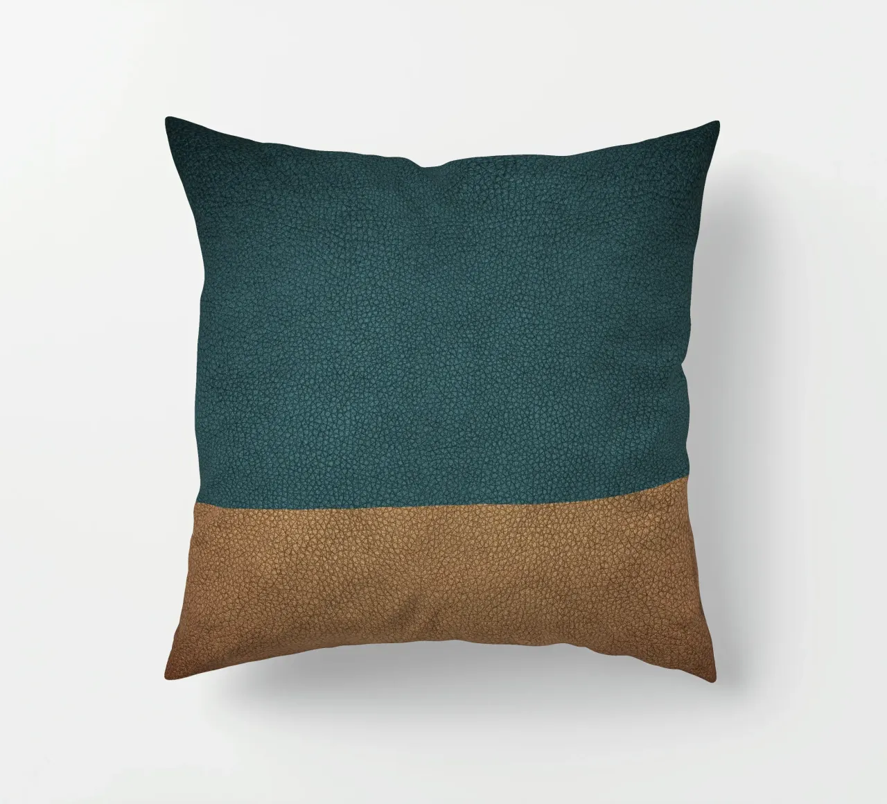 Leather texture teal ocher cuscino da apoloprints