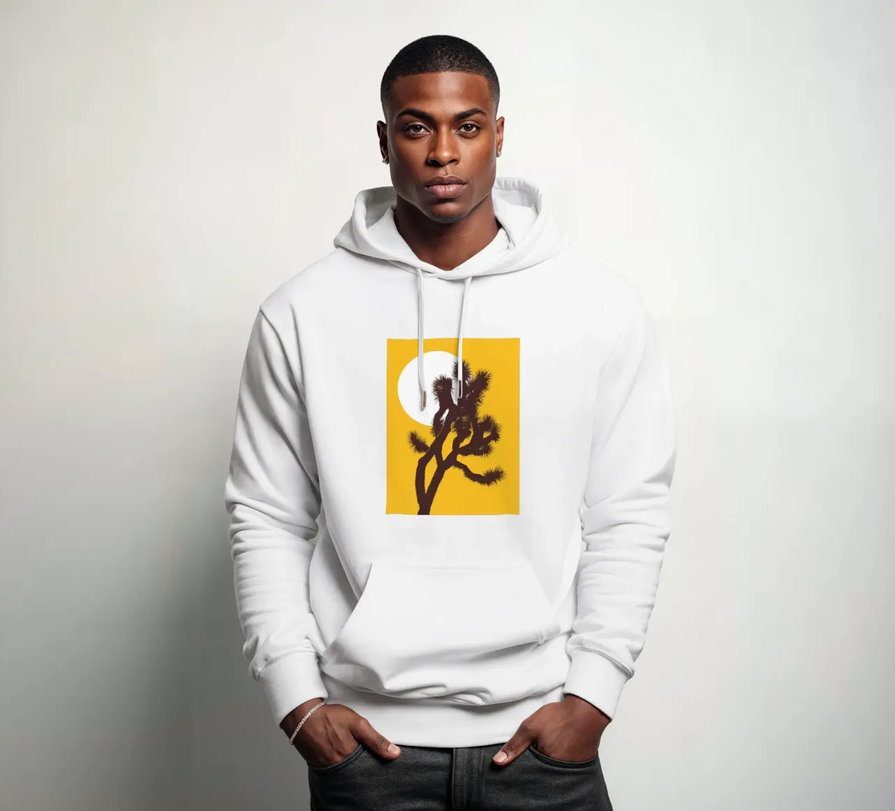 Joshua tree and the moon felpa con cappuccio da apoloprints