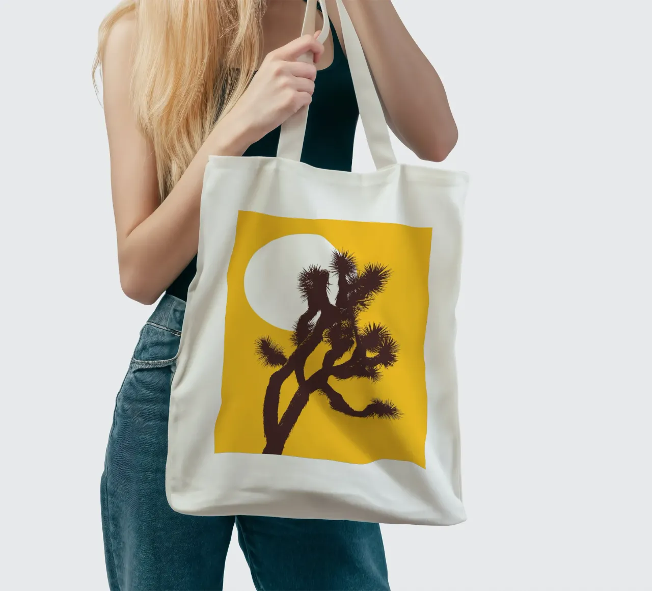 Joshua tree and the moon borsa in juta da apoloprints