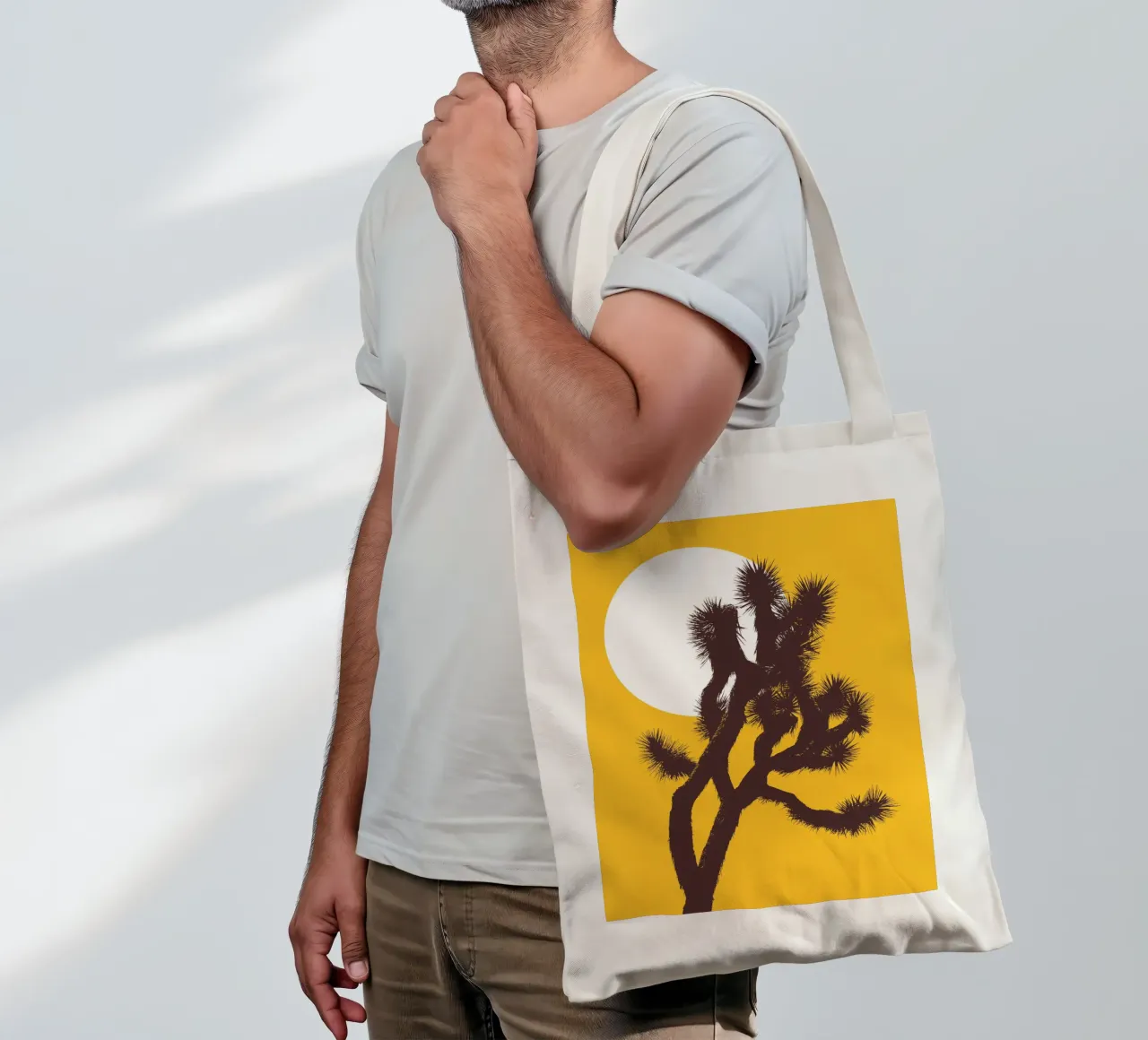 Joshua tree and the moon borsa in juta da apoloprints