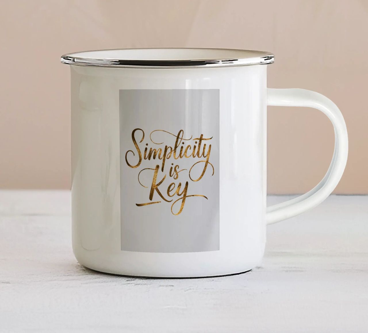 La semplicità è la chiave tazza in smalto da logic