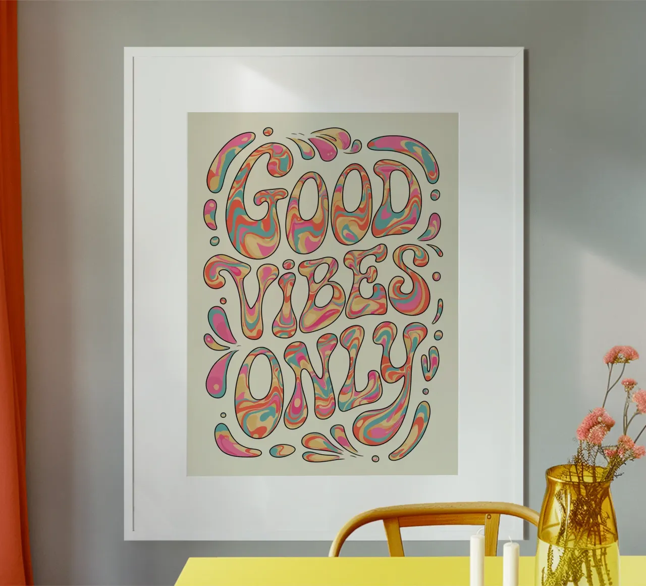 UNIQUEMENT DES BONNES VIBRATIONS poster avec cadre en aluminium de logic