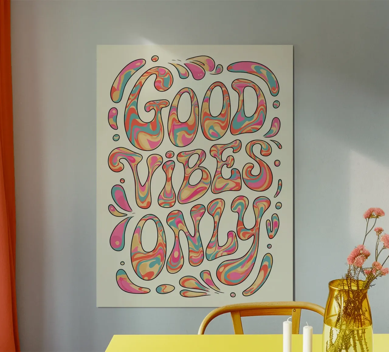 UNIQUEMENT DES BONNES VIBRATIONS poster avec cadre en aluminium de logic