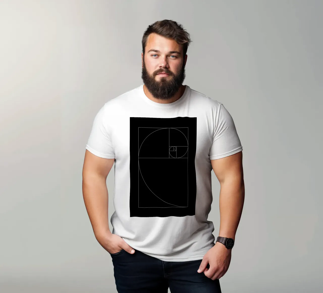 Fibonacci black t-shirt da apoloprints