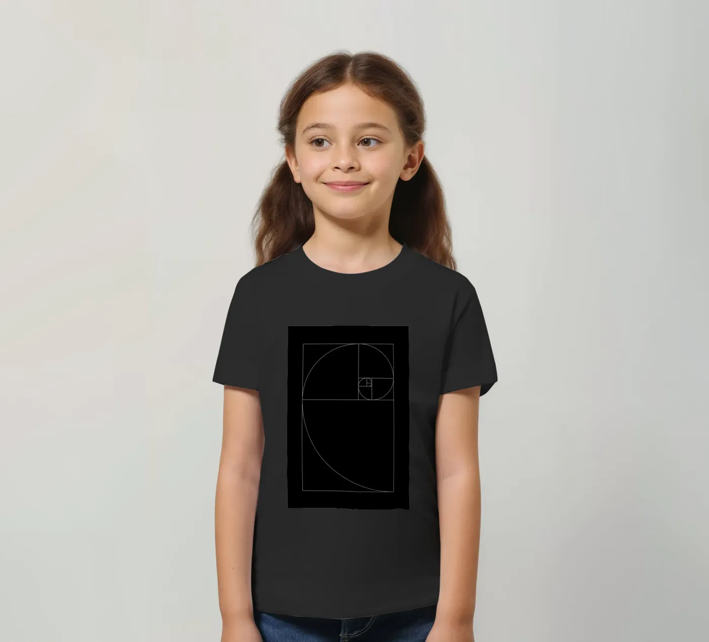 Fibonacci black t-shirt bambini da Apolo Prints