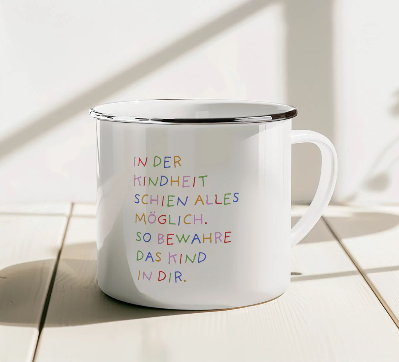 Bewahre das Kind in dir Emaille Tasse von Ohkimiko