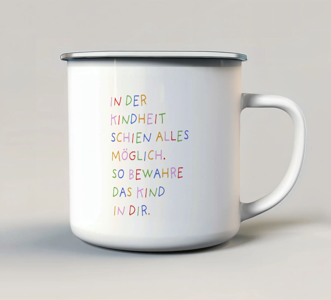 Bewahre das Kind in dir Emaille Tasse von Ohkimiko