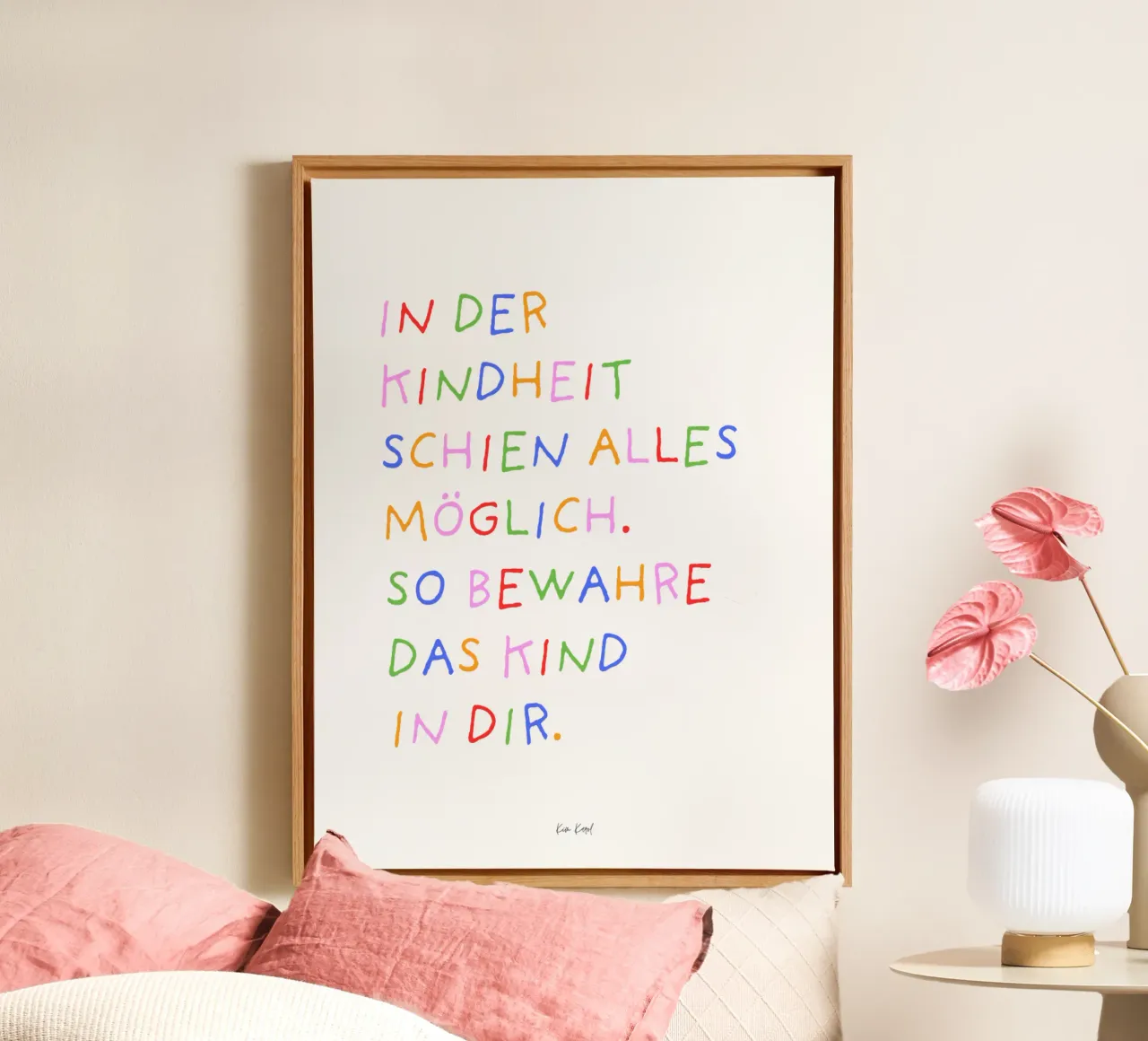 Bewahre das Kind in dir canvas with Floater frame by Ohkimiko