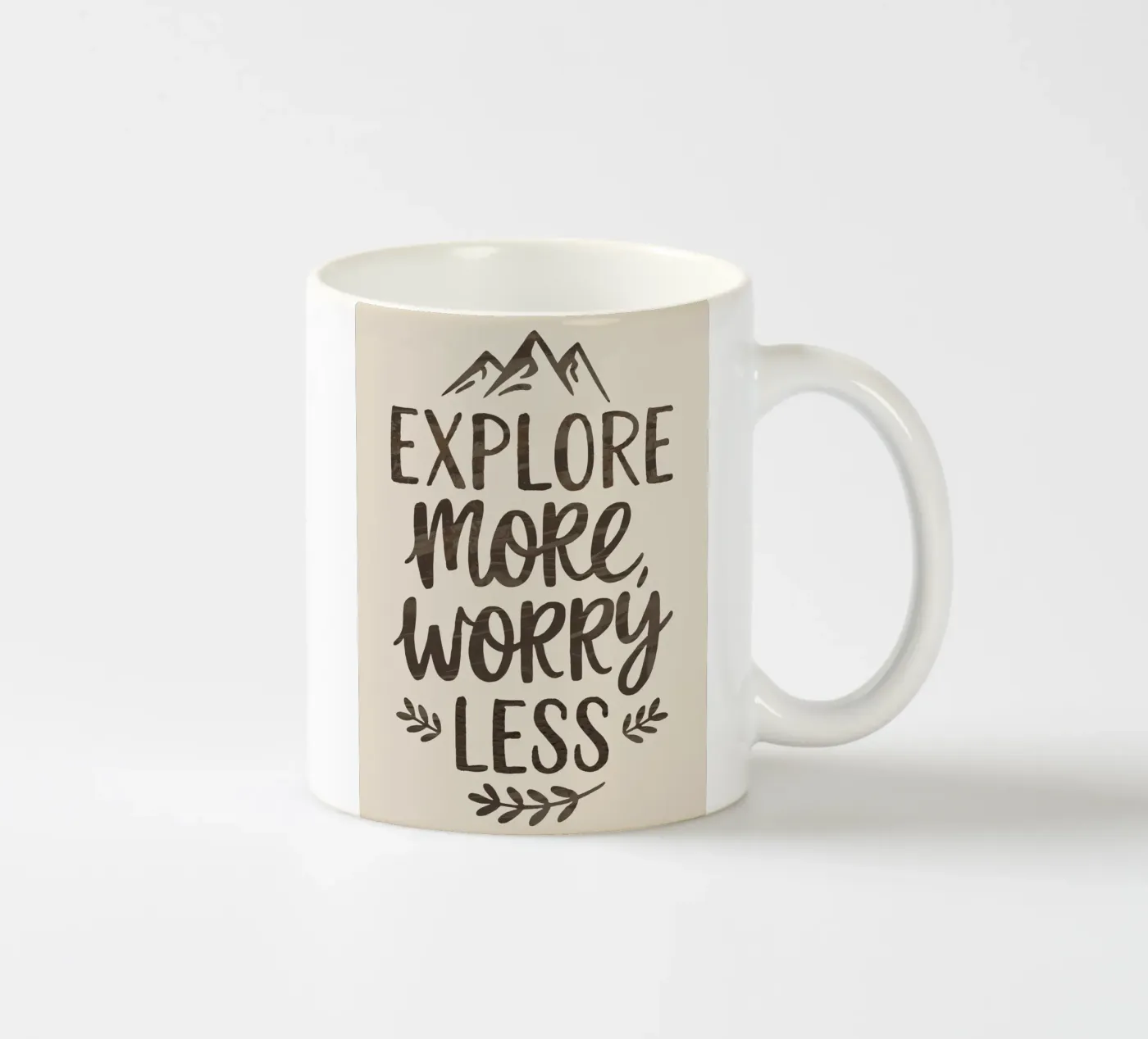 EXPLORE MORE, WORRY LESS ceramic mug by logic