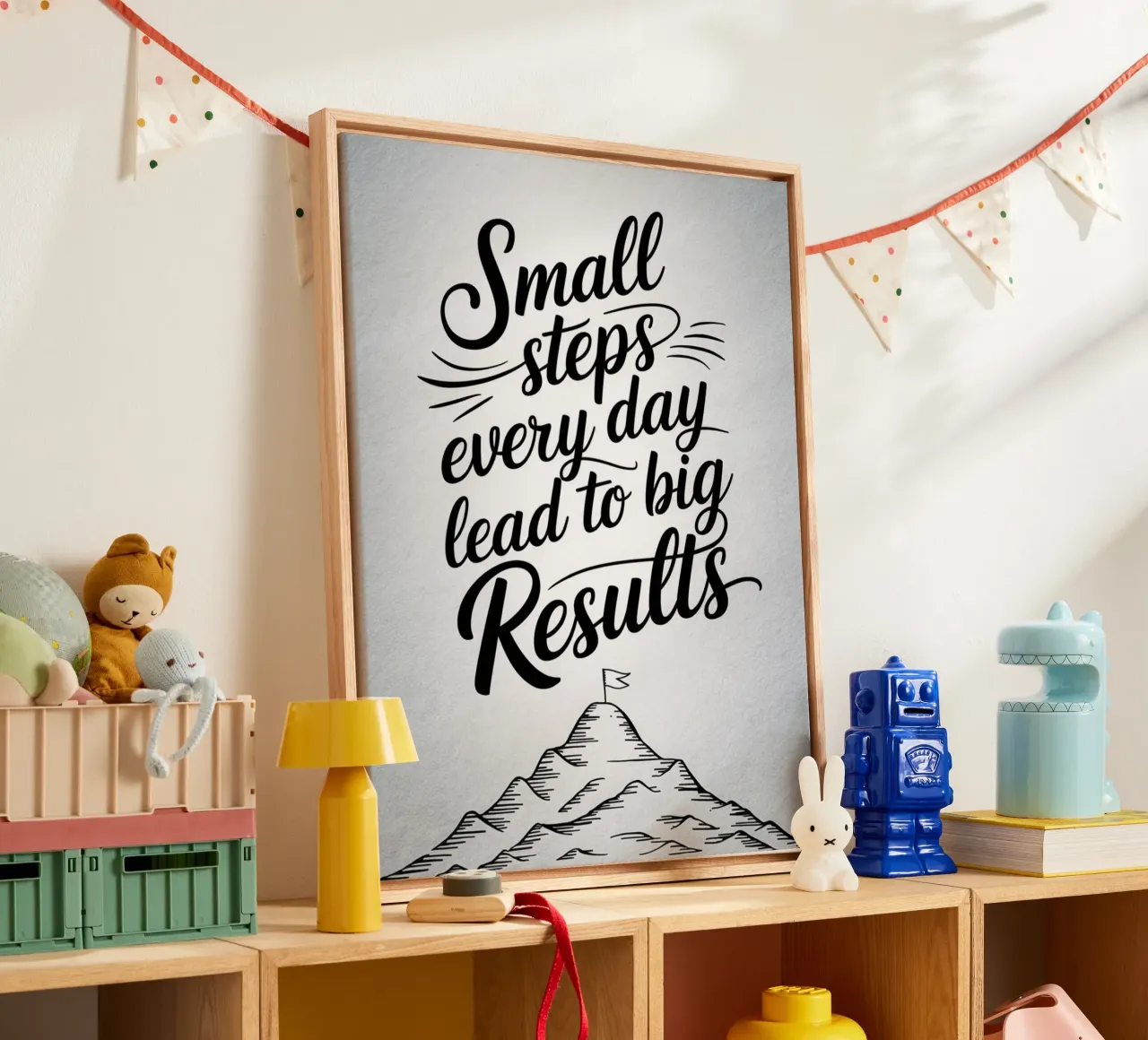 Small steps every day lead to big results canvas with Floater frame by logic
