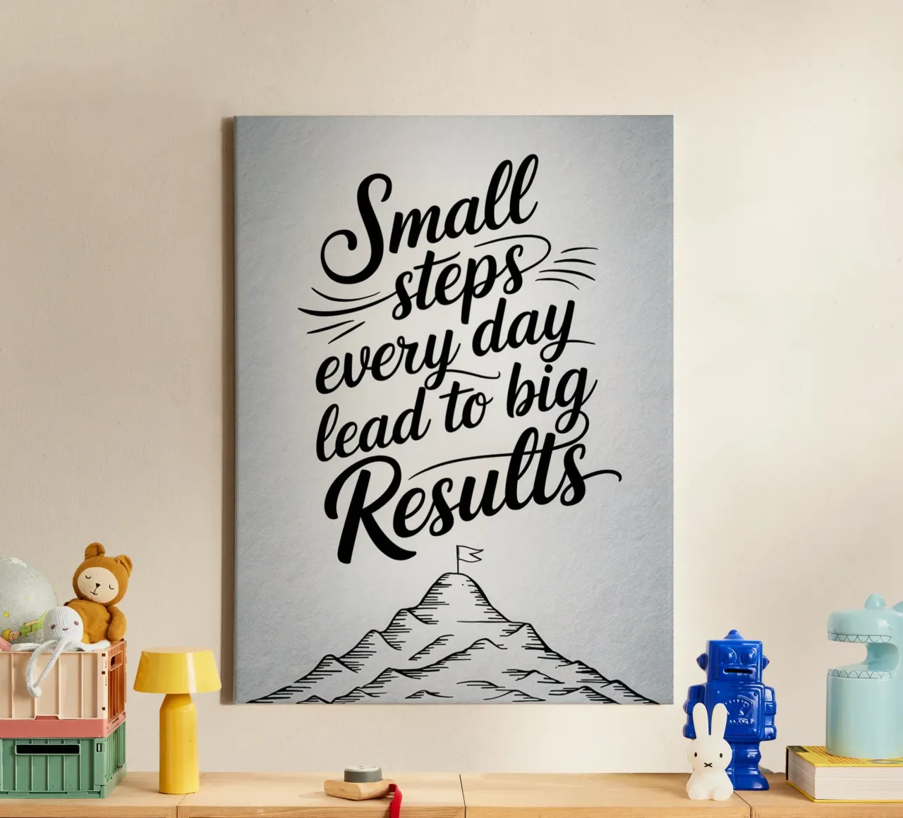 Small steps every day lead to big results canvas with Floater frame by logic