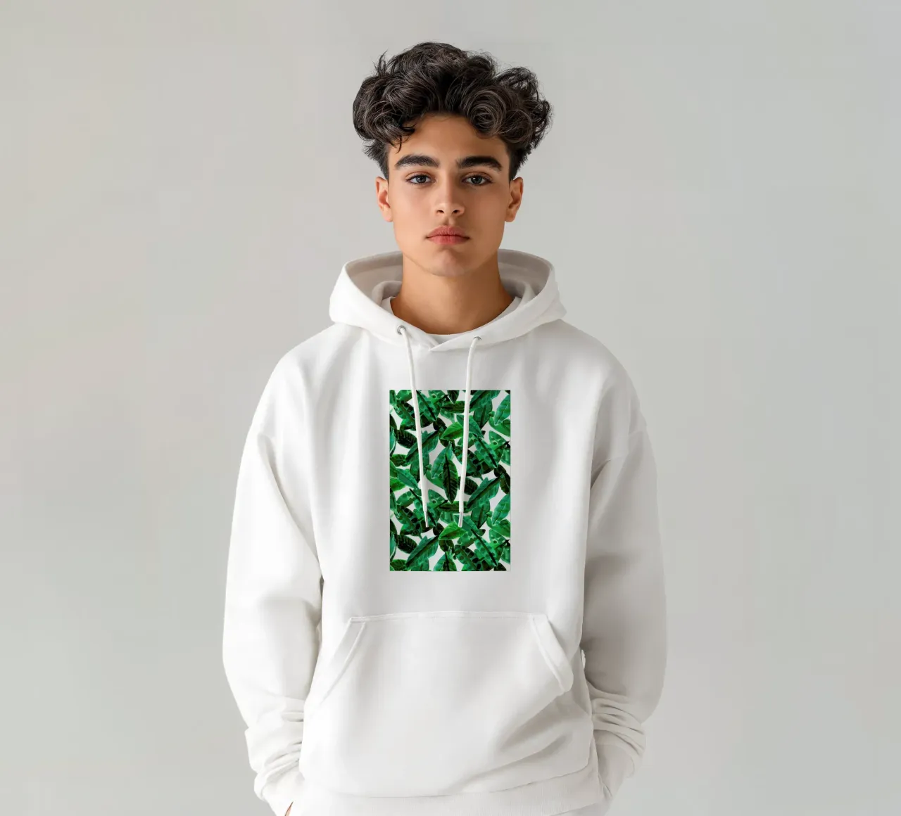 Small Palm Leaves felpa con cappuccio da Amy Sia