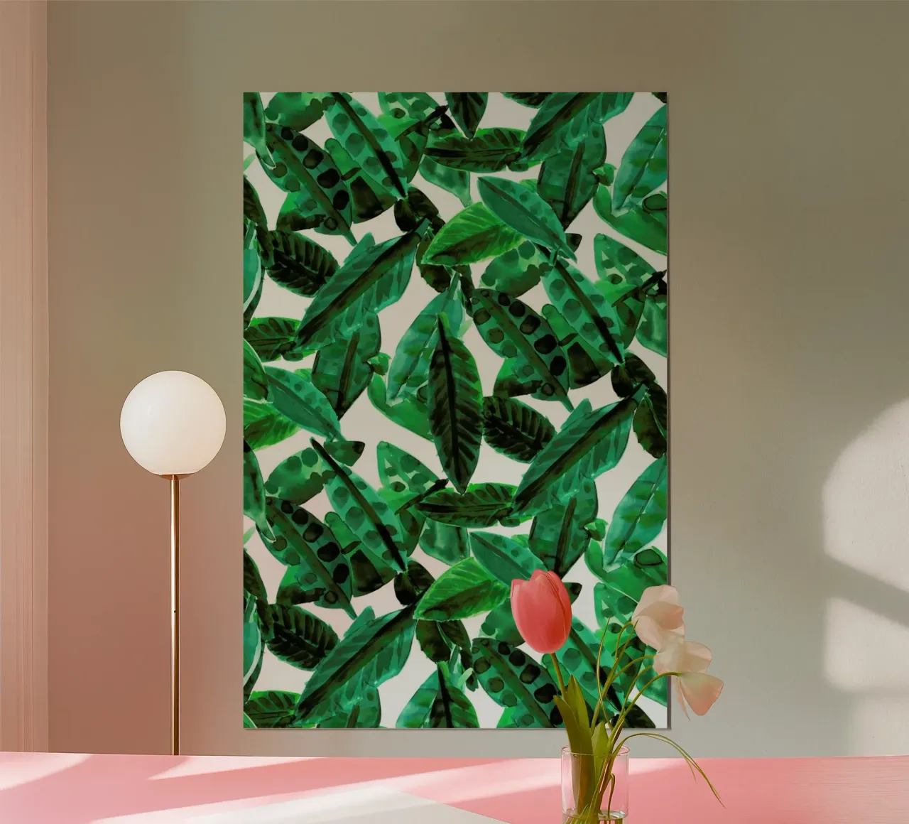 Small Palm Leaves poster con telaio in legno da Amy Sia