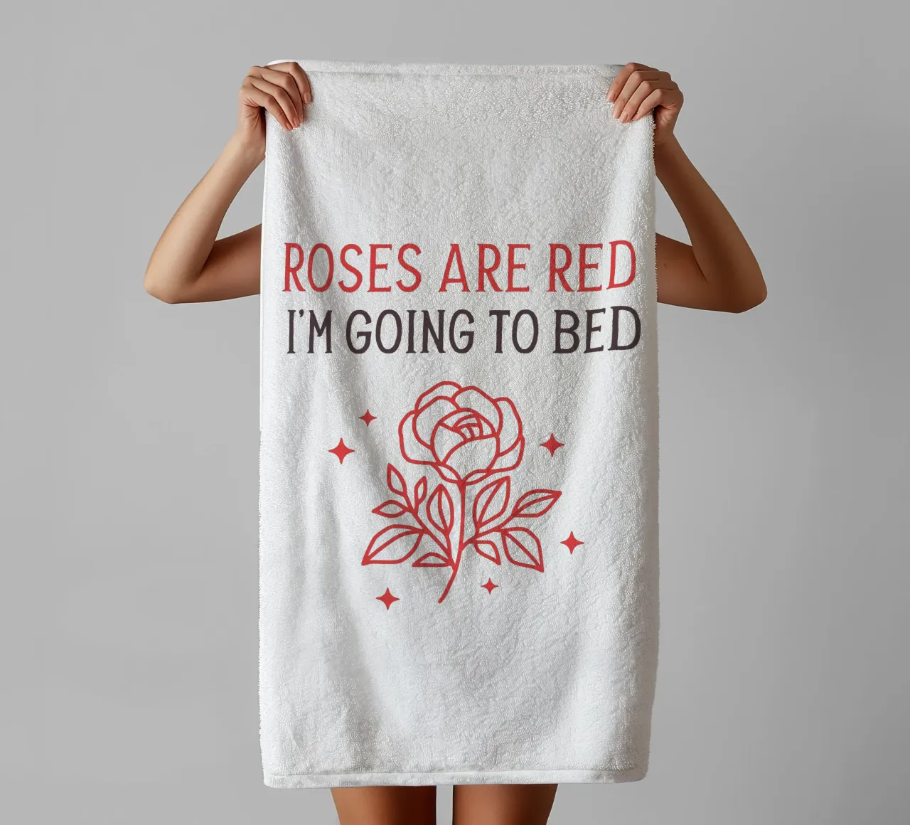 Roses are red i'm going to bed asciugamano da bagno da edsonramosart