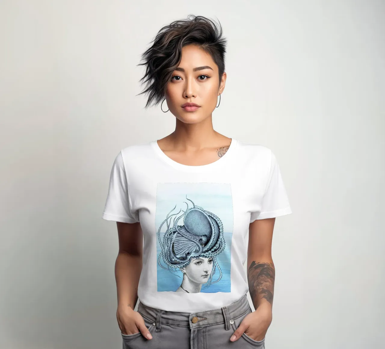 Coming out of the water women's fitted t-shirt by Rococco LA