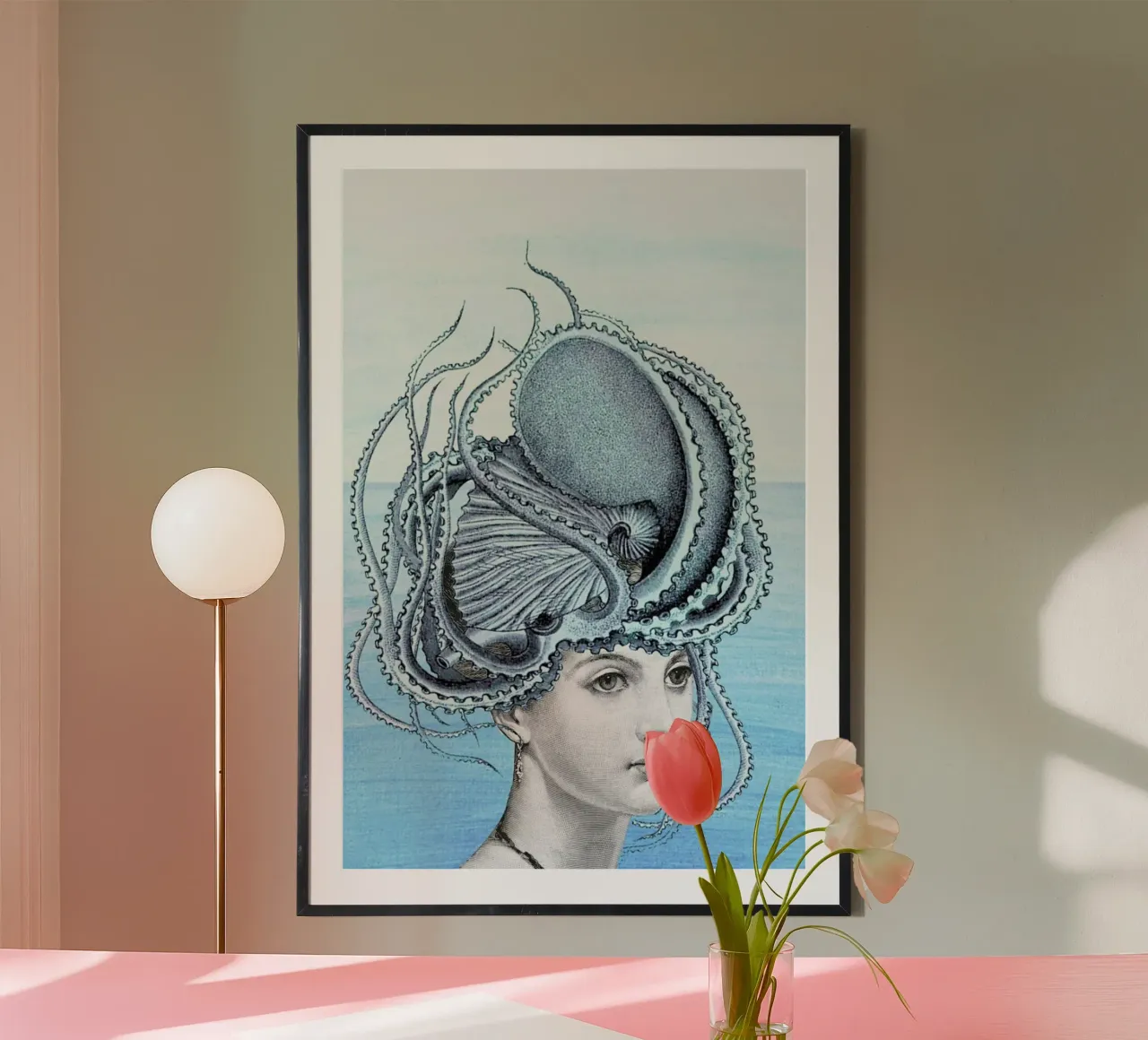 Coming out of the water poster with plastic frame by Rococco LA