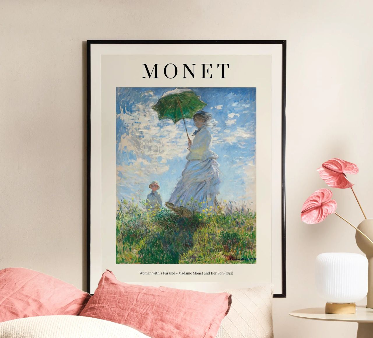 Claude Monet - Woman with a parasol Poster von apoloprints
