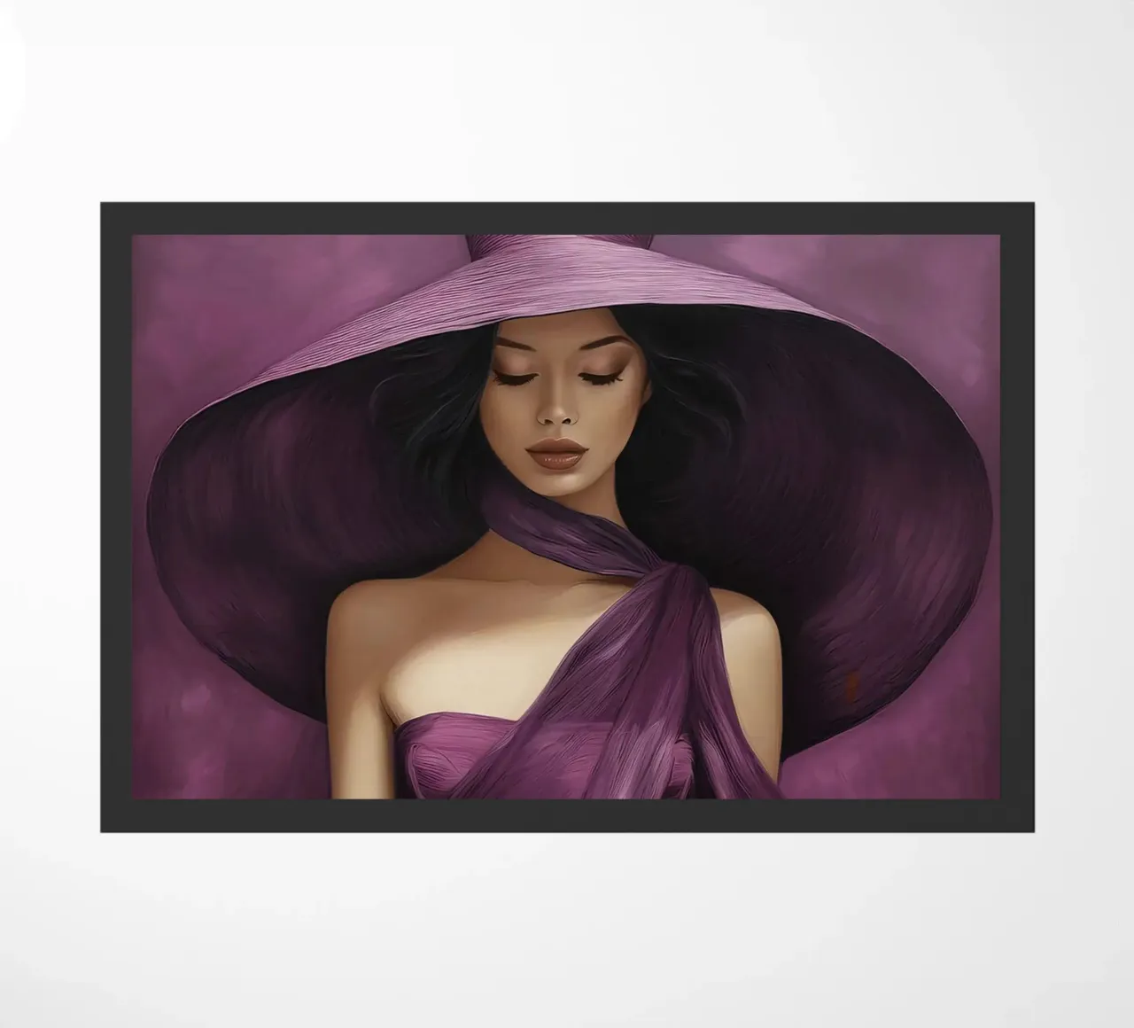 Ritratto di moda donna con grande cappello in colore viola basilico zerbino da Take Your Art BV