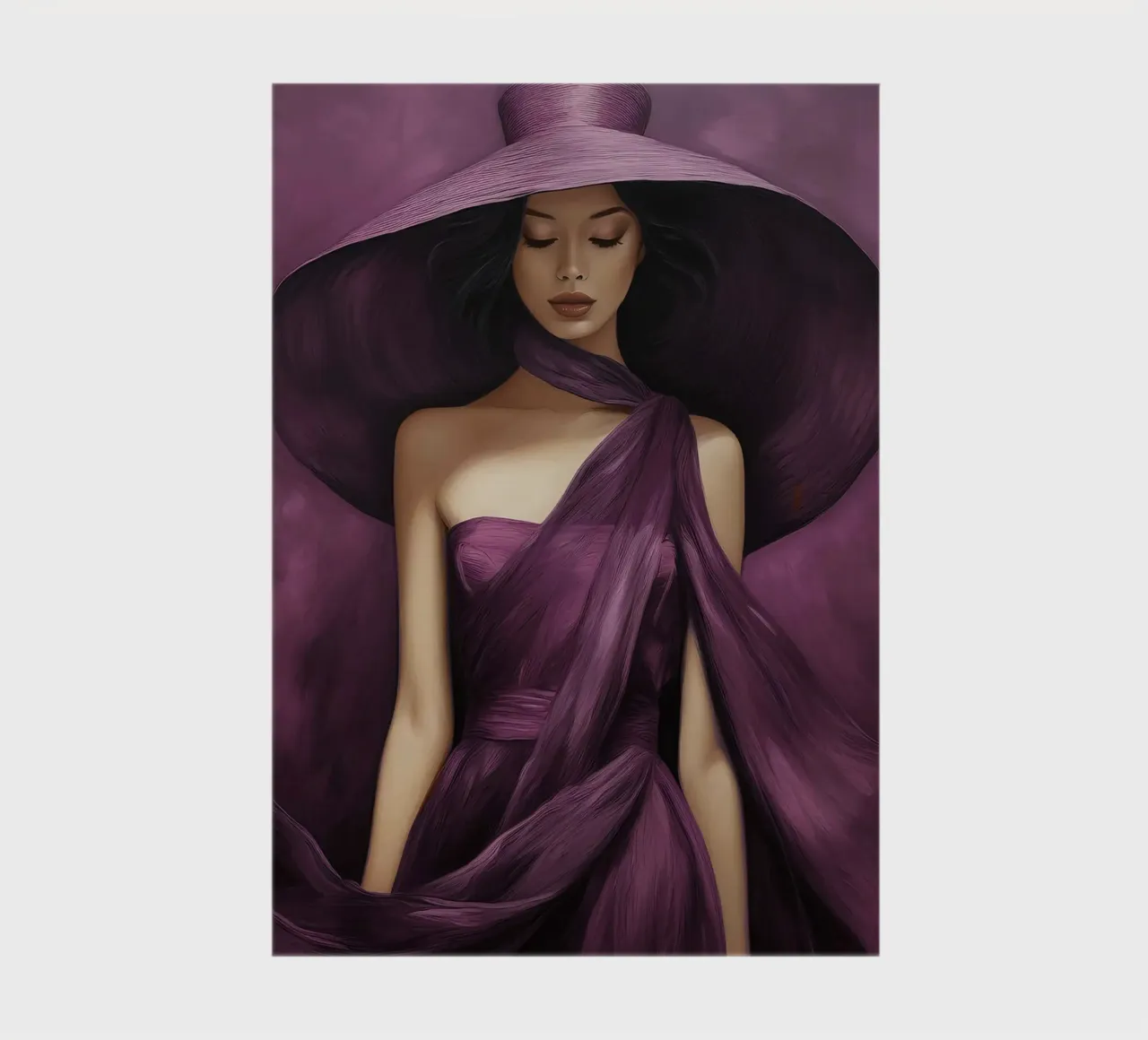 Ritratto di moda donna con grande cappello in colore viola basilico diario da Take Your Art BV