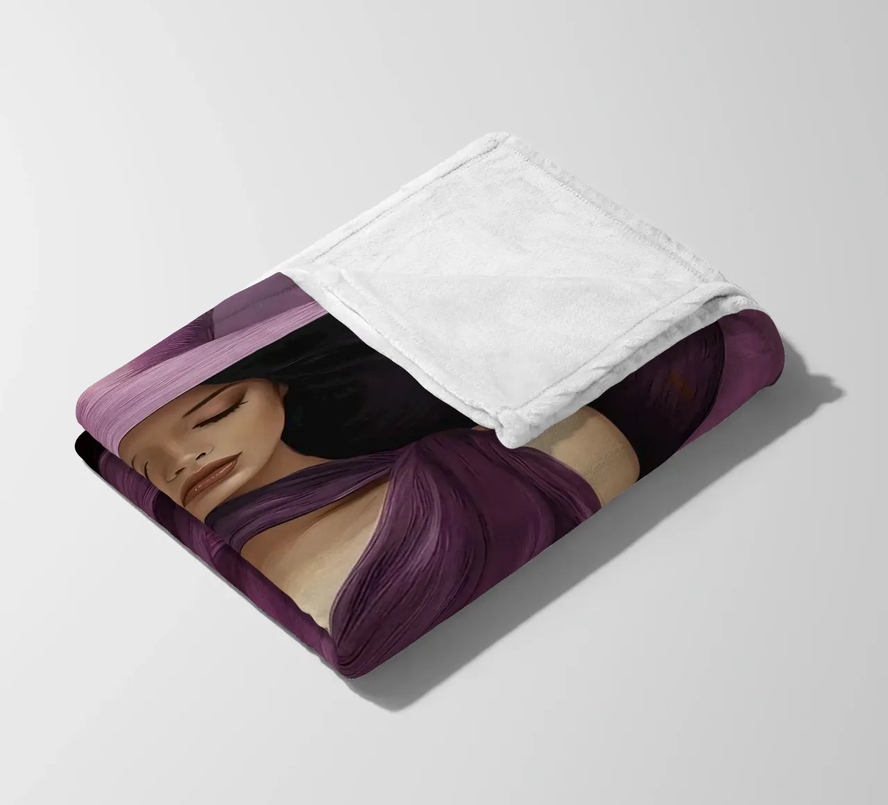 Ritratto di moda donna con grande cappello in colore viola basilico coperta in pile da Take Your Art BV