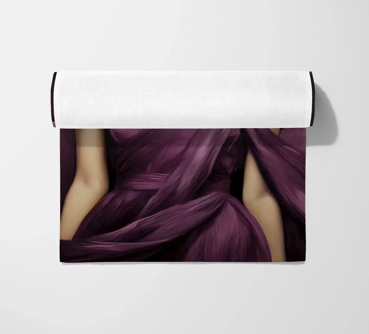 Ritratto di moda donna con grande cappello in colore viola basilico telo mare da Take Your Art BV