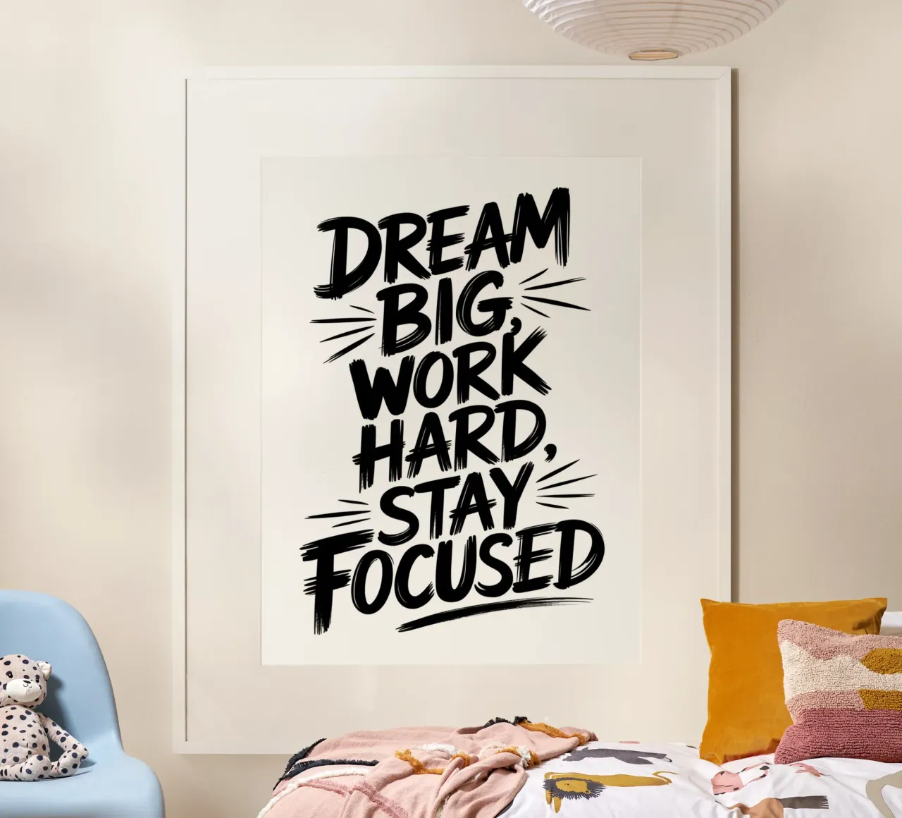 SOGNARE IN GRANDE LAVORARE SODO poster con telaio in legno da logic