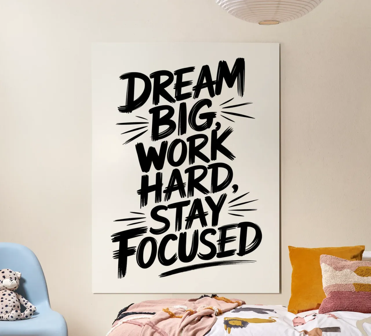 SOGNARE IN GRANDE LAVORARE SODO poster con telaio in legno da logic
