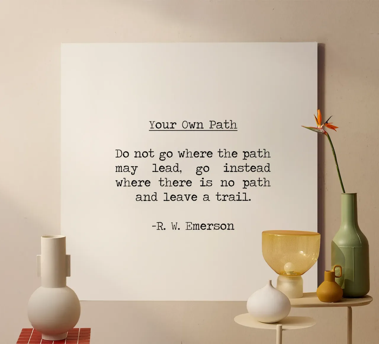 The path may lead. Leave a trail - Ralph Waldo Emerson Quote canvas by Summer Soul Co. - Quotes