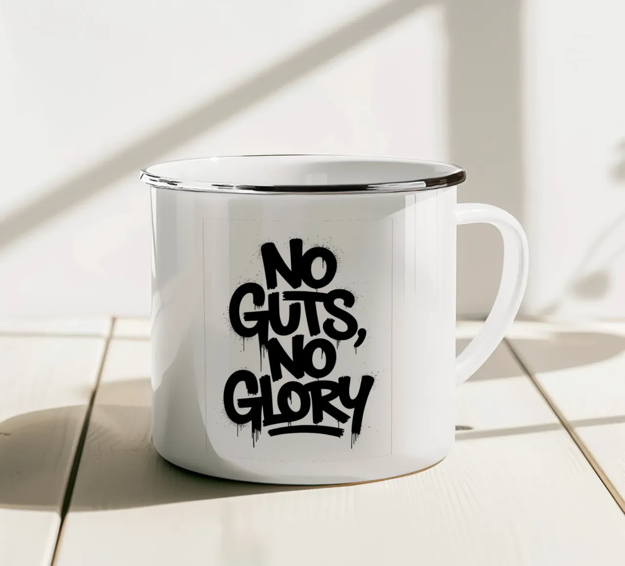 NIENTE PANCIA, NIENTE GLORIA tazza in smalto da logic