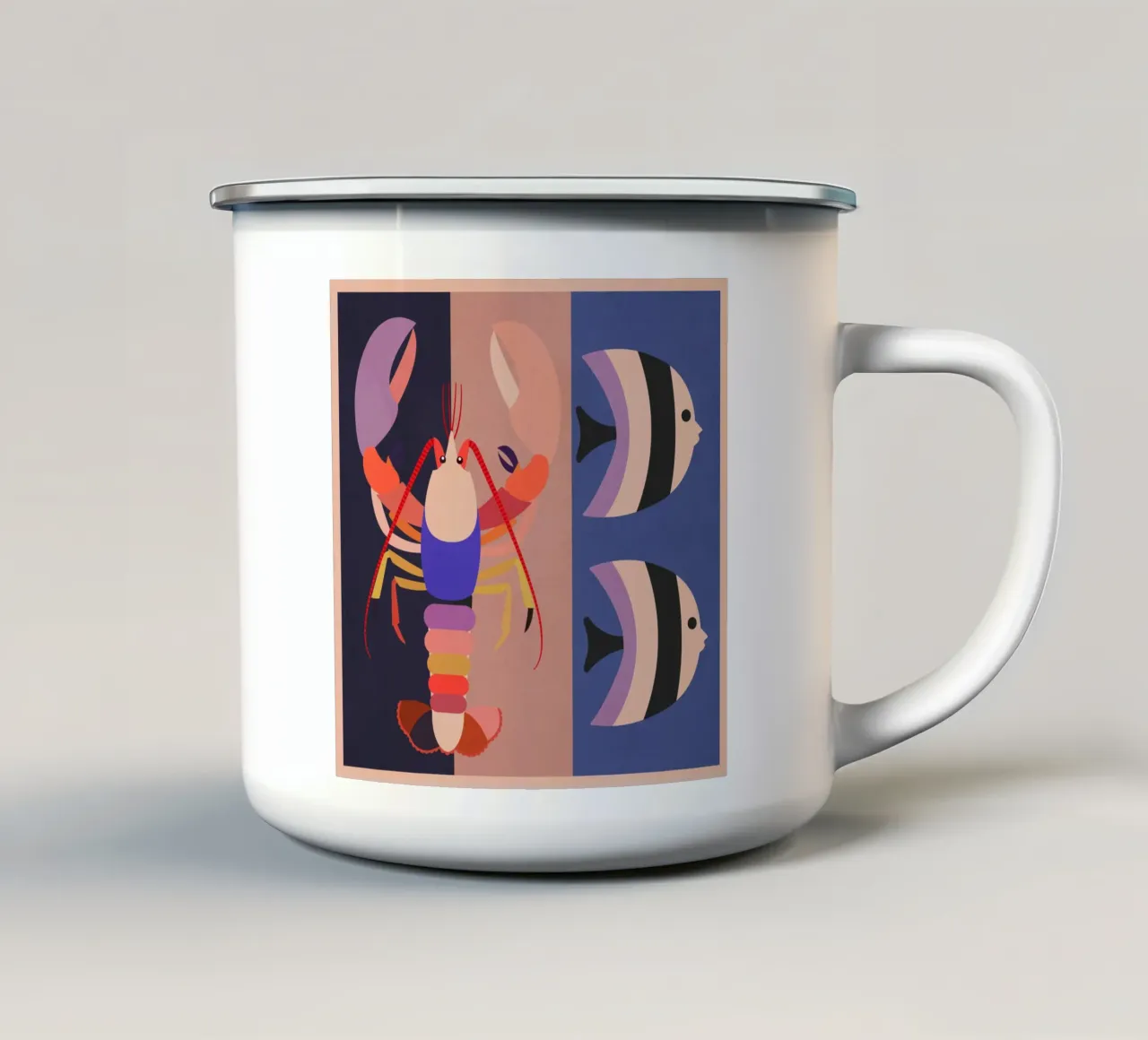 Abstract zeeleven 2 emaille mok van Gaite