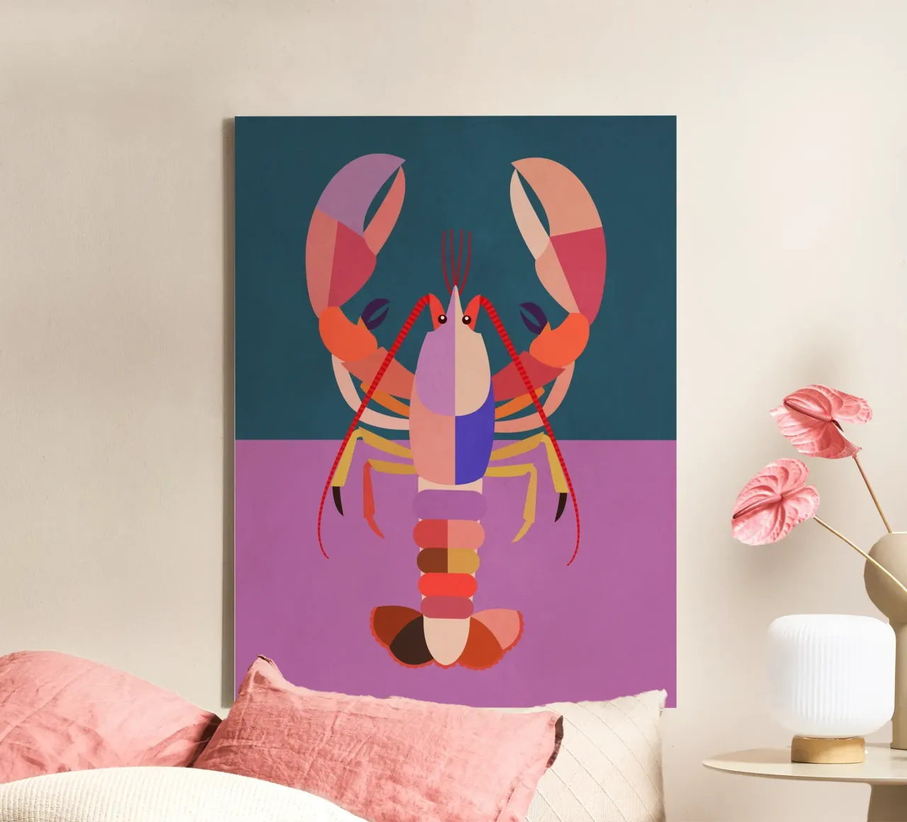 Abstracte kreeft canvas met Baklijst van Gaite