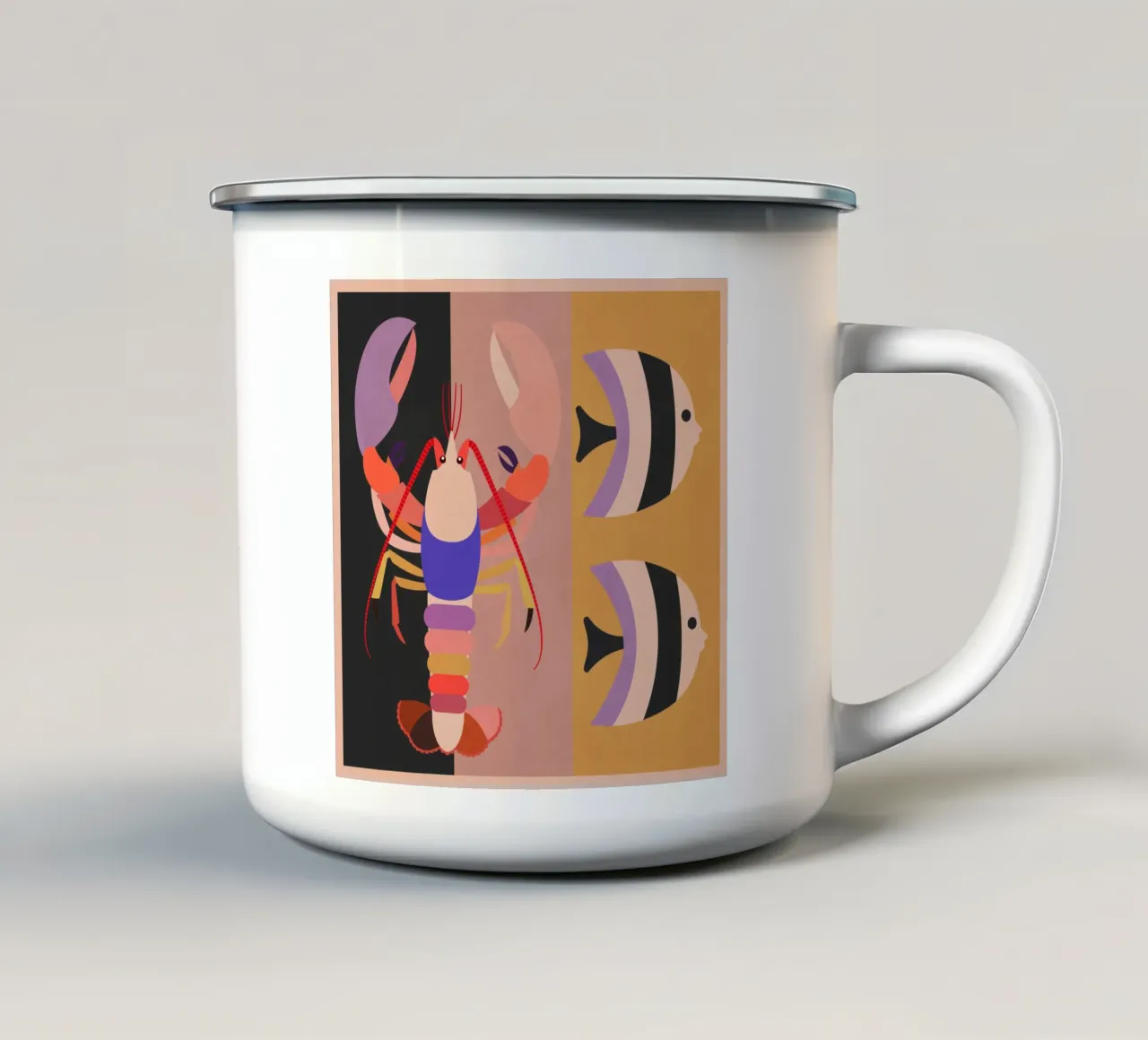 Abstract zeeleven emaille mok van Gaite