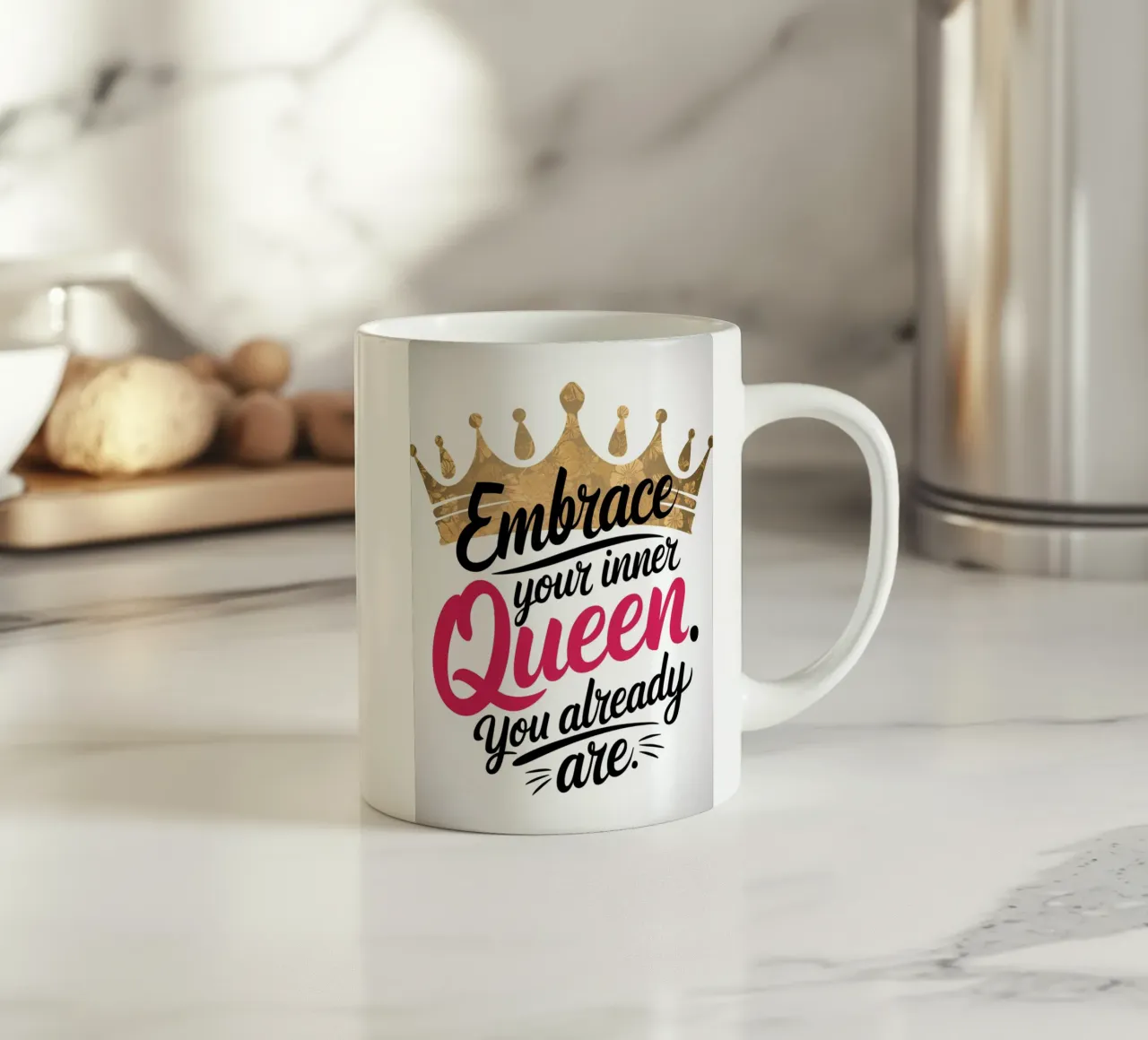 Abbracciate la regina che è in voi. Lo siete già. tazza in ceramica da logic