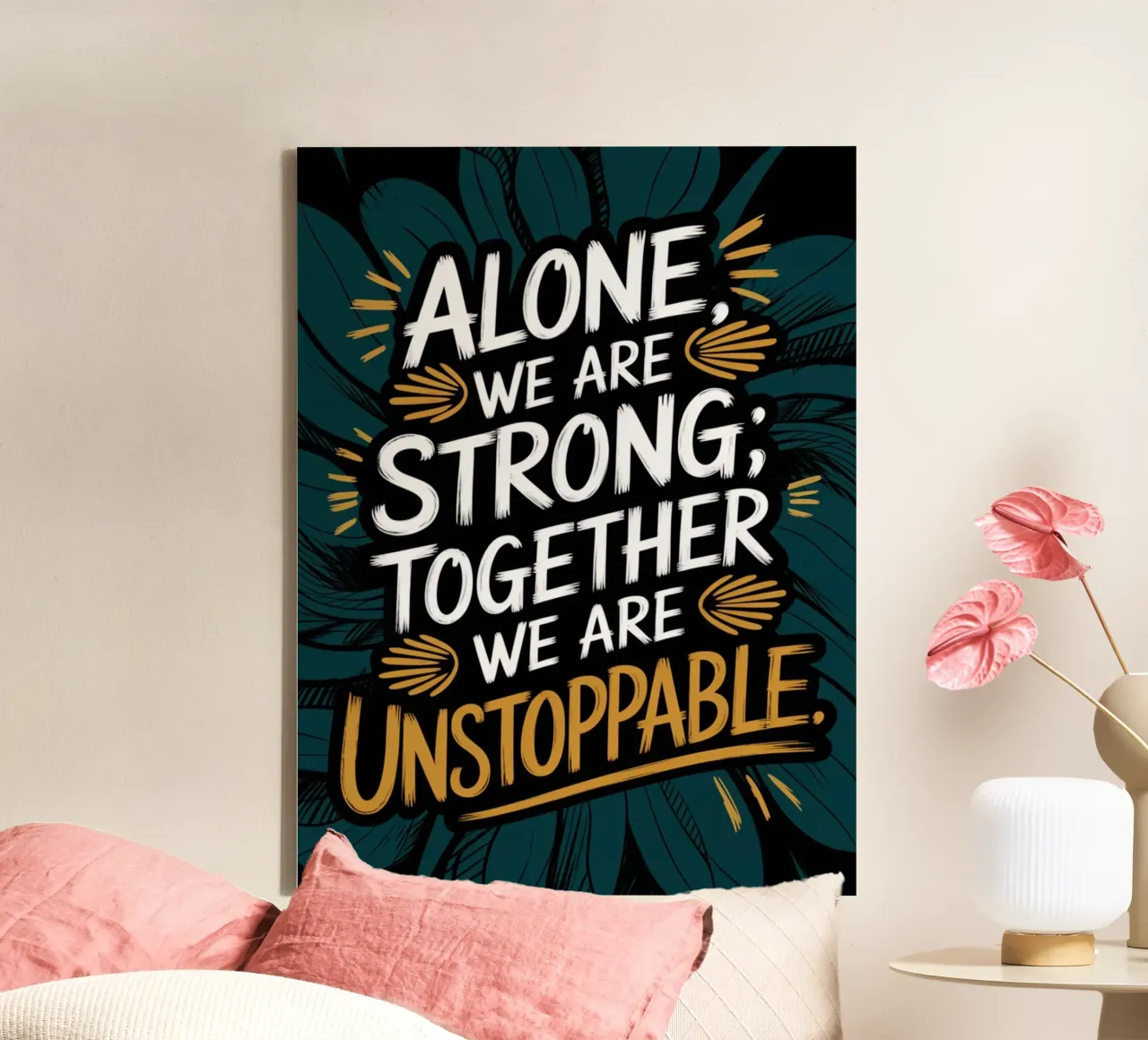 SOLOS, SOMOS FUERTES; JUNTOS, SOMOS IMPARABLES lienzo de logic