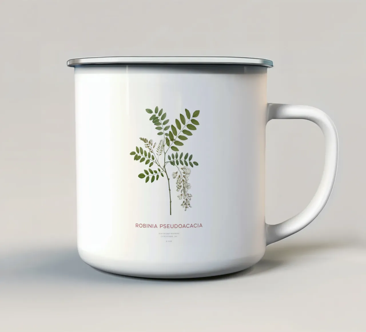 Robinia pseudoacacia o locusta nera tazza in smalto da Vintagrafica