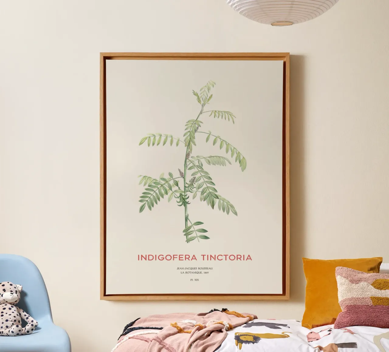Echter Indigo oder Indigofera tinctoria Leinwand mit Schattenfugenrahmen von Vintagrafica
