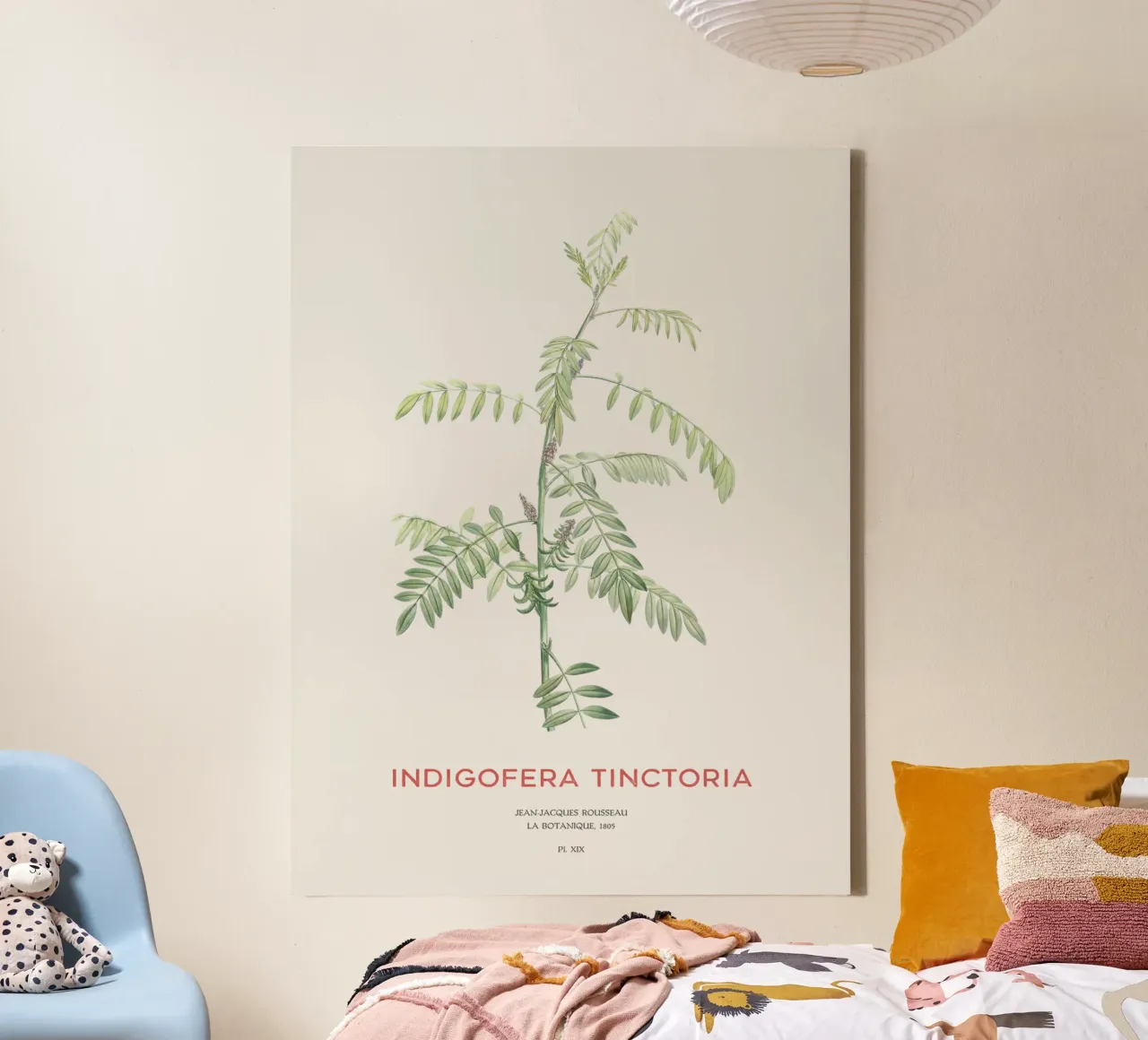 Echter Indigo oder Indigofera tinctoria Leinwand mit Schattenfugenrahmen von Vintagrafica