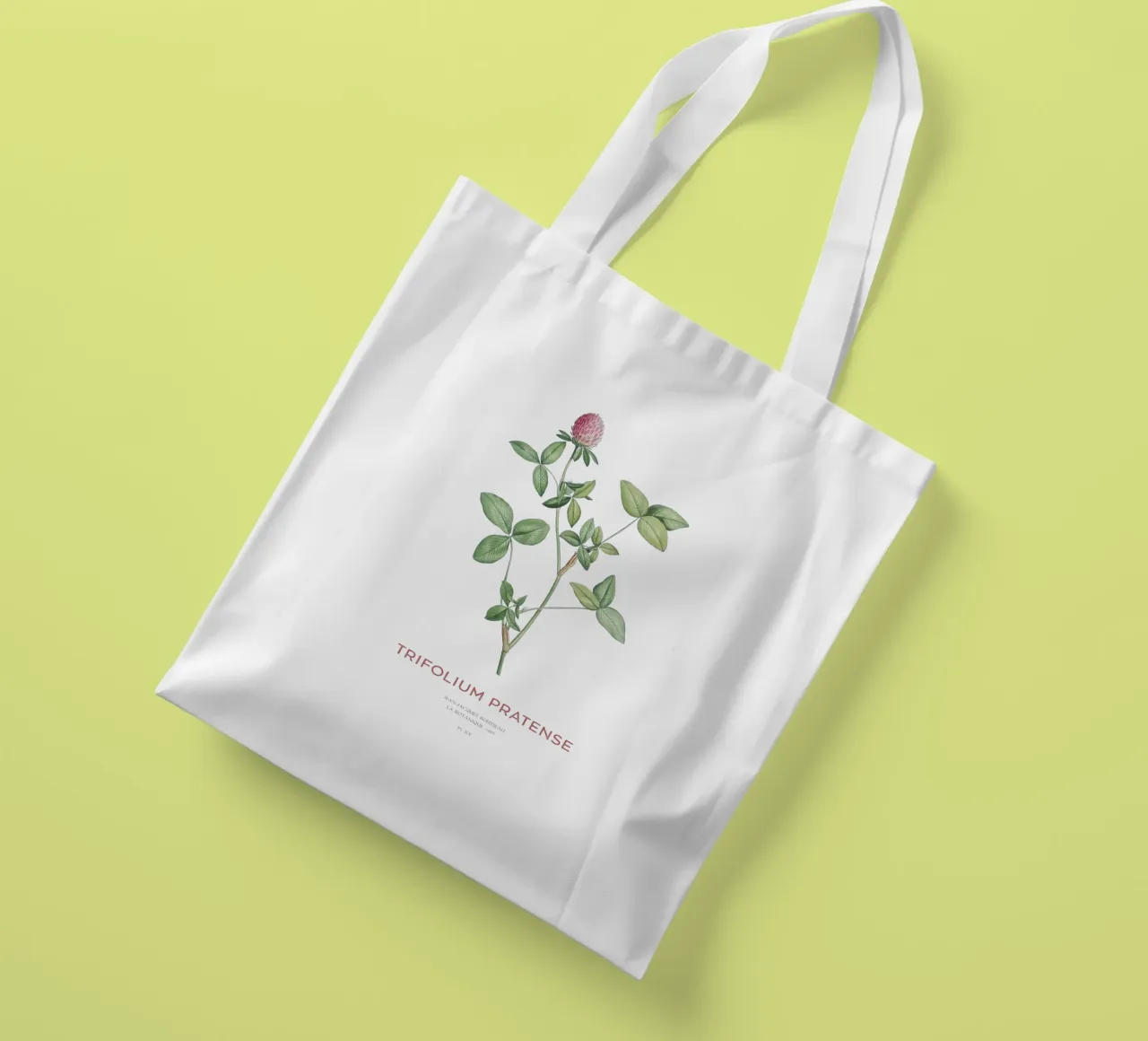 Rotklee oder Trifolium pratense Jutebeutel von Vintagrafica