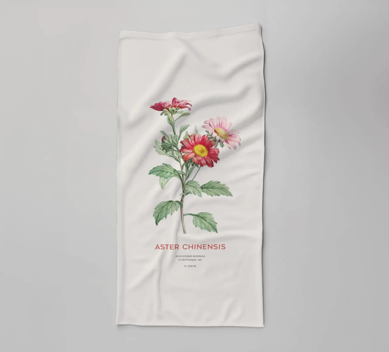 China aster or Callistephus chinensis towel by Vintagrafica