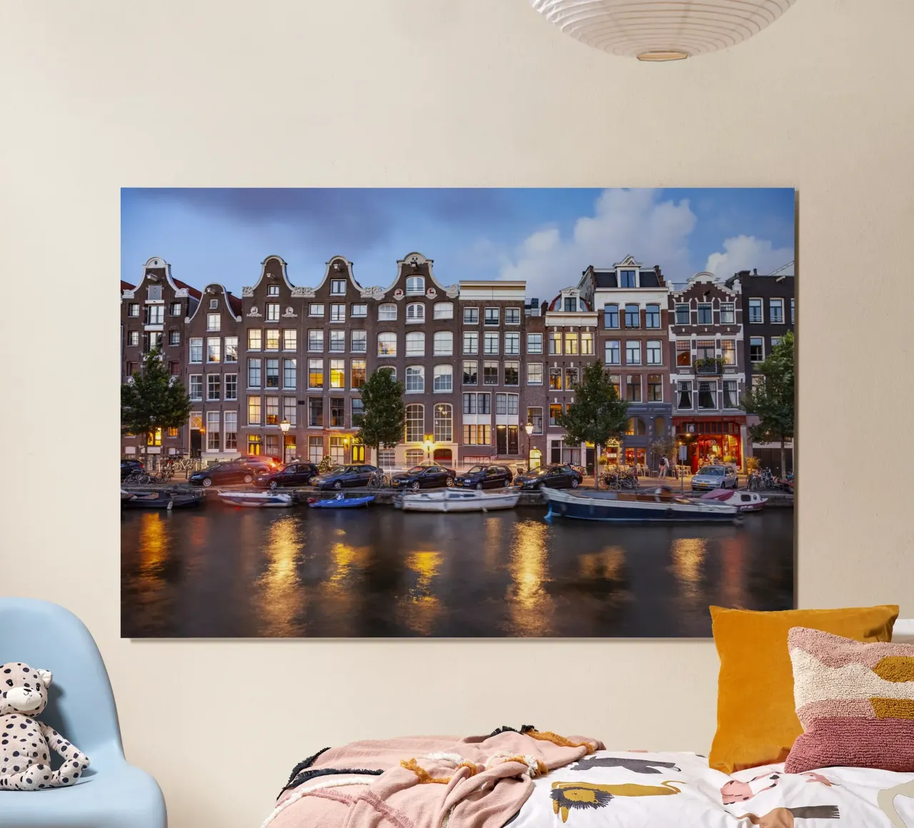 Gracht Amsterdam poster con telaio in legno da Reisefotografie - Bilder aus aller Welt