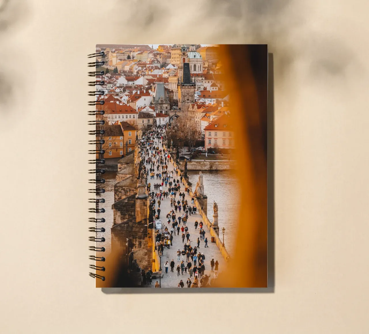 Prague photo - View of Charles Bridge in the evening light spiral notebook by Bold and Retro