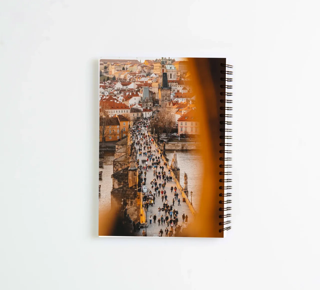 Prague photo - View of Charles Bridge in the evening light spiral notebook by Bold and Retro