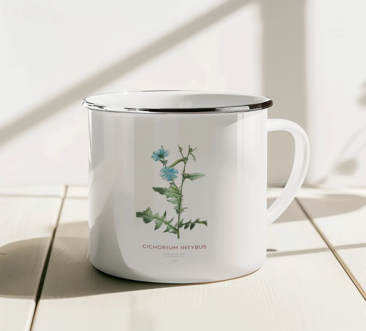 Cicoria o Cichorium intybus tazza in smalto da Vintagrafica